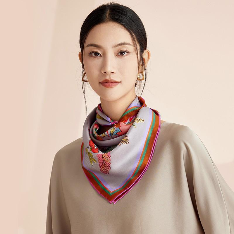 Womens 70cm Silk Square Scarf Fashionable Printed Neckerchief Premium Gift Her