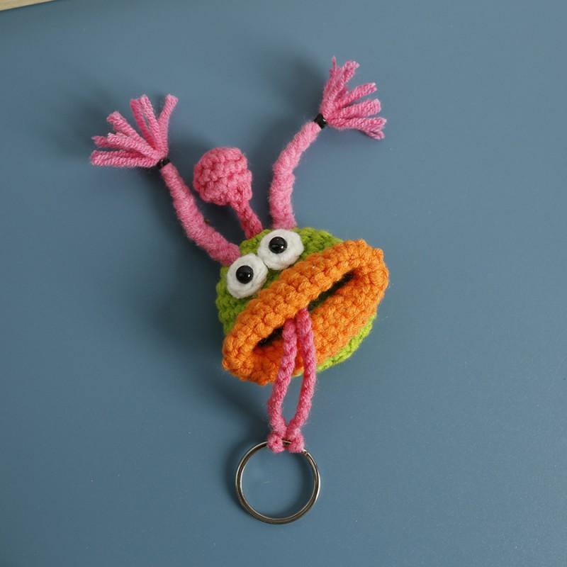 Забавные вязаные крючком брелоки Вязание Милая кукла с сосисочным ртом Держатель для ключей Полезная вязаная сумка для хранения Брелоки для автомобильных ключей Оптовая торговля