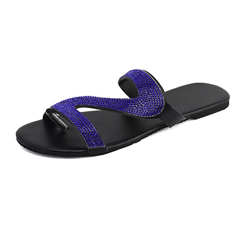 Мода 2024 Сексуальные женские сандалии Модные стразы Женские шлепанцы Уличные пляжные шлепанцы Удобные сандалии на плоской подошве для женщин Большой размер