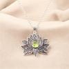 925 Sterling Silver Green Peridot Gemstone Handmade Lotus Shape Necklace Pendant CP-23-6