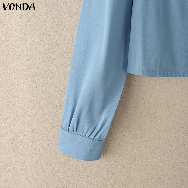 VONDA Элегантная женская клетчатая блузка с длинным рукавом и рюшами
