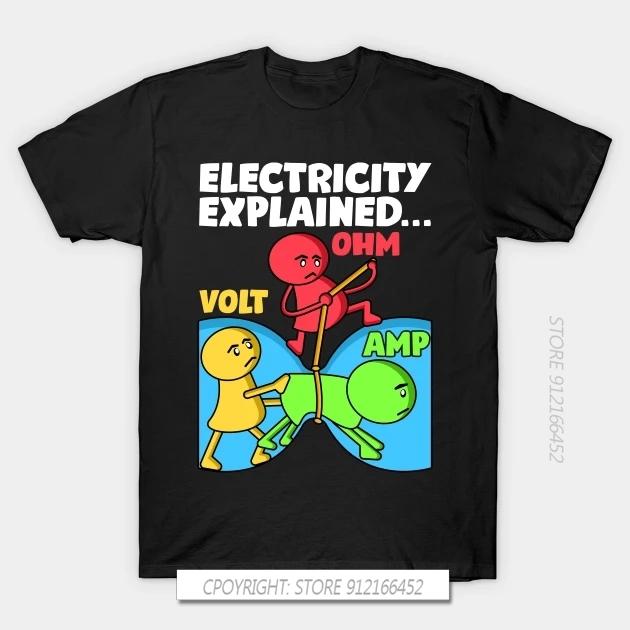 Ohm Volt Amp Electricity Explained Electrician Nerd Unisexs Cotton Tshirts Harajuku Oneck Tshirt Unisex Streetwear Hip Hop Top