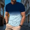 Summer Men's Gradual Color Letter 3D Print T-Shirt Casual Short-Sleeved O Collar Outdoor Activities Casual Quick-Drying Top