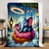 "Sleeping Elephant On Donut In Fantasy" Print Blanket Soft and Cozy Perfect for the Living Room Bed Sofa or a Nap,gift