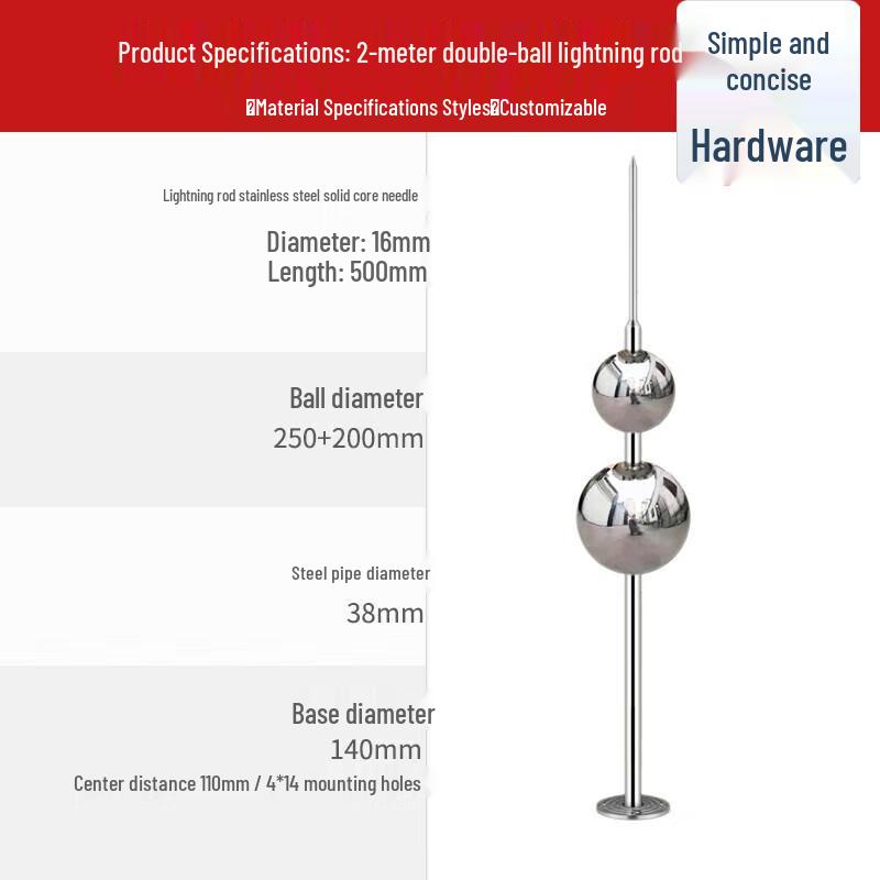 Наружная нержавеющая сталь Раннее испускание стримеров (ESE) Громоотвод CN-вилка (адаптер в комплекте)