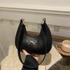 Handbag Bow Shoulder Bag PU Leather Crossbody Bag Portable Crescent Bag  Women