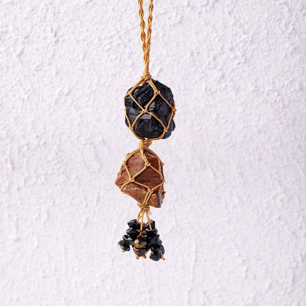 Irregular Crystal Stone Hanging Ornament Mysterious Raw Stone Pendant Car Decor