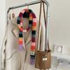 Korean Y2K Striped Scarf Knitted Wool with Colorful Splicing Contrast Long Narrow Scarves Sausage Thin Scarf Winter Scarves Wrap