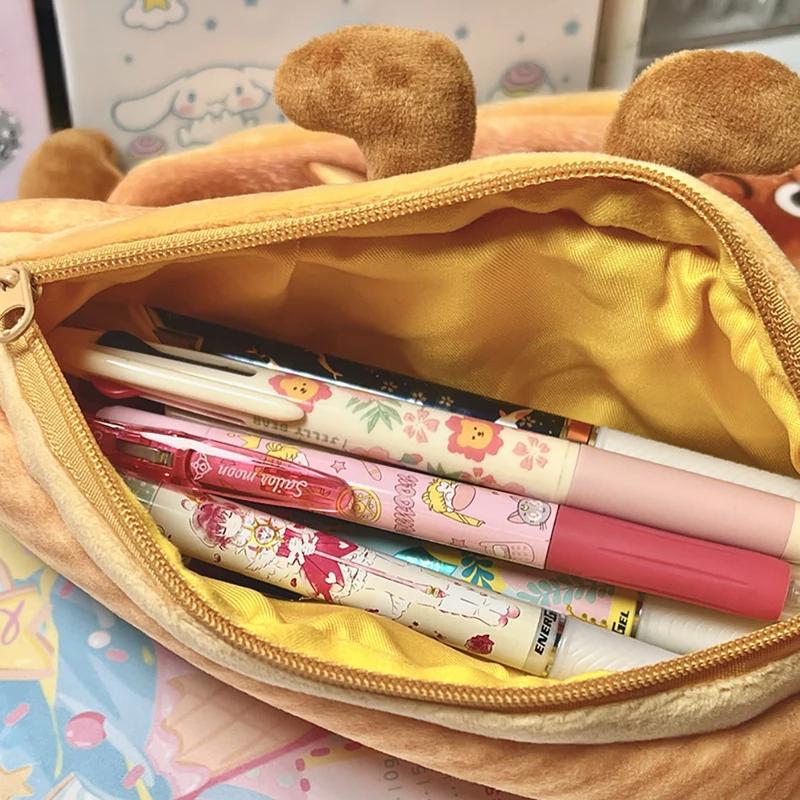 Student Stationery Bag, Fun Bread Plush Pen Bag, Multi Functional Storage, Can Be Used As Wallet & Handbag