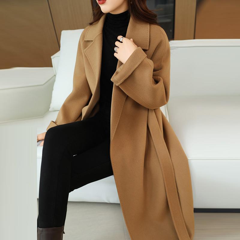 Женское пальто из 100% шерсти TIDENOVEL Осеннее шерстяное длинное пальто Ручной работы Пальто-бушлат Зимняя теплая шерстяная длинная куртка Пальто