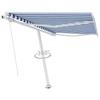 Retractable Awning - vidaXL - 350x250 Cm - Blue and White - Manual - Rotating Pole
