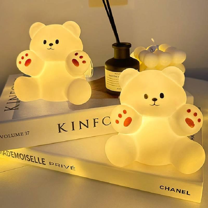 Cartoon Footprint Teddy Night Light Decorative Bedside Lamp Atmosphere Light Girl's Bedroom Decoration Gift