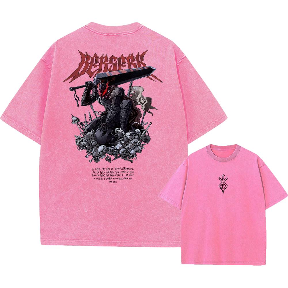 Футболка аниме Berserk Guts Acid в стиле ретро с винтажным принтом, мужская повседневная футболка с коротким рукавом из хлопка Harajuku, унисекс