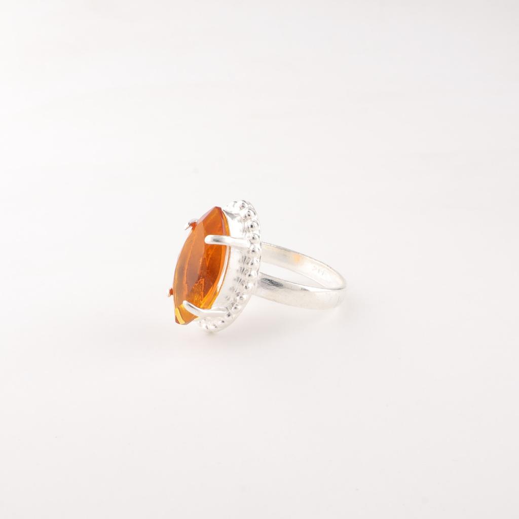 Citrine Gemstone 925 Sterling Silver Jewelry Handmade Trendy Ring Gift For Mom RR-64-10