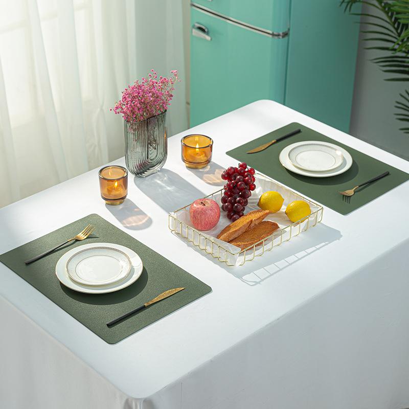 Двусторонний кожаный изоляционный коврик для обеденного стола, коврик для стола в стиле вестерн, водонепроницаемый и маслостойкий, простой современный кожаный коврик для стола