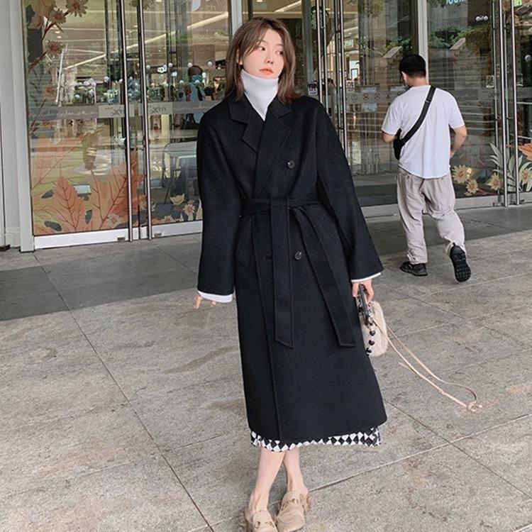 Осеннее и зимнее женское двустороннее кашемировое пальто, длинная часть, элегантный темперамент
