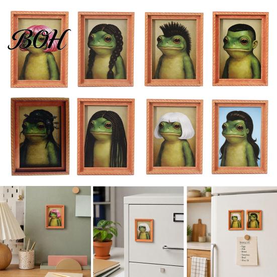 Decorative Animal Magnet Abstract Frog Refrigerator Magnet, Framed Hairstyle Fridge Kitchen Appliance Decor Home Office Decoration Party Favors Frame