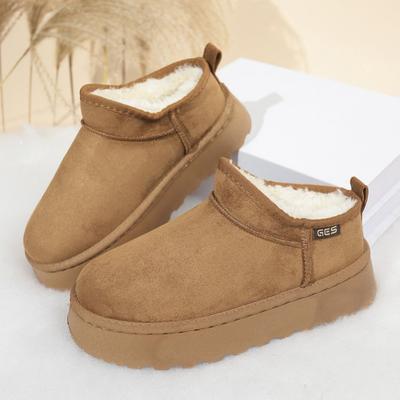 Зимние Теплые Ботинки Мех Женские Снежные Ботинки Толстая Подошва Теплые Ботинки Мужские и Женские Зимние Короткие Ботинки Большой 43 Мода