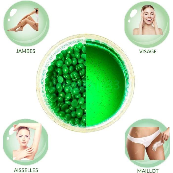 Cire chaude - perle de cire - aloé vera - 1,5 kg - hypoallergénique - sans bande
