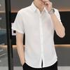Summer Short-sleeved Shirt Men's Slim Senior Sense of Business Non-iron Striped Short-sleeved Shirt Hairstylist Tide Men's Clothing