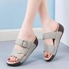 Модные женские летние сандалии из спилковой кожи, пляжная обувь, повседневные тапочки на платформе, удобные, на толстой подошве, универсальные, для отдыха