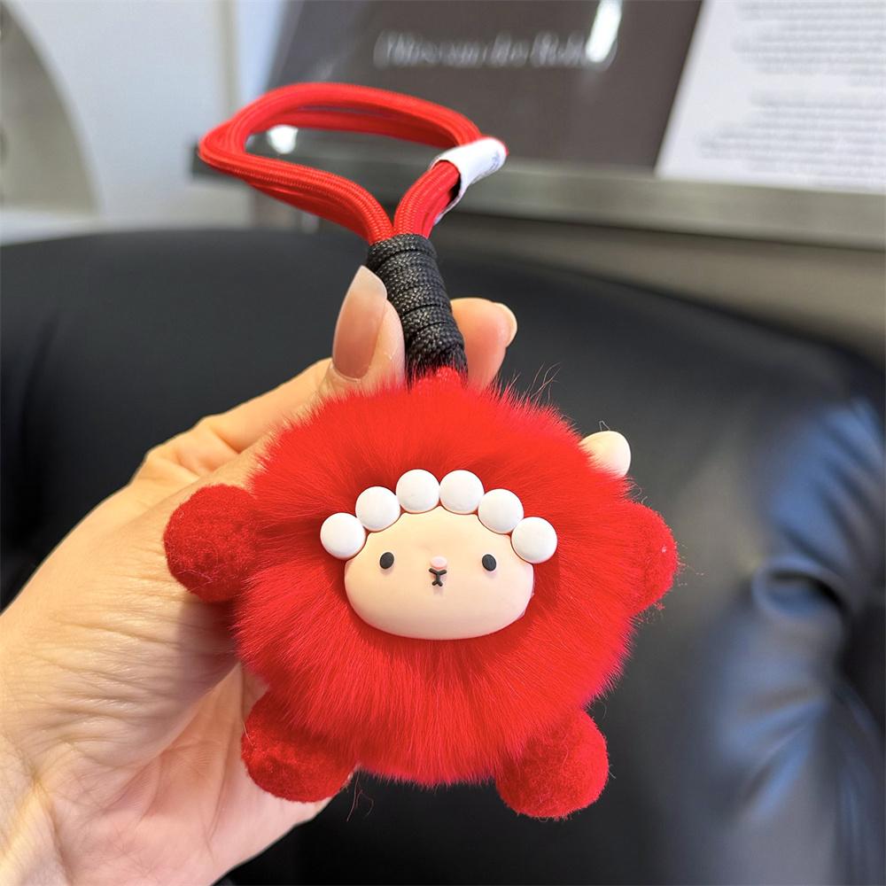 Bag Charm New Colorful Plush Sheep Keychins Real Fur Pom Pom Small Sheep Ball Decorative Pendants Accessories Bag Charm