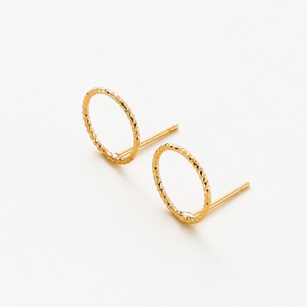 10pcs/lot 12MM 14K 18K Gold Plated Brass Round Stud Earrings High Quality Jewelry Making Supplies Diy Accessories