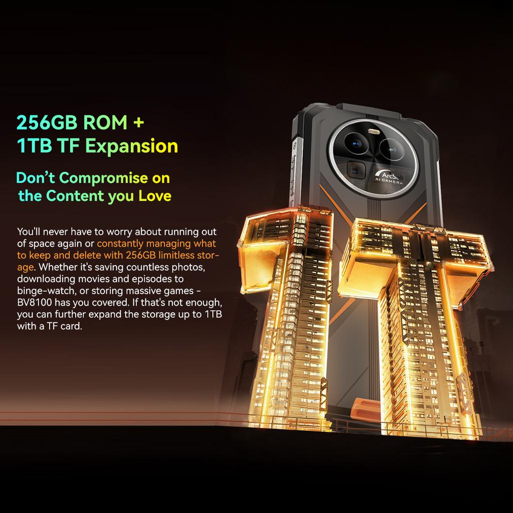 Refurbished Blackview BV8100 Smartphone 24GB RAM  256GB ROM MediaTek Helio G99 50MP Mobile Phone