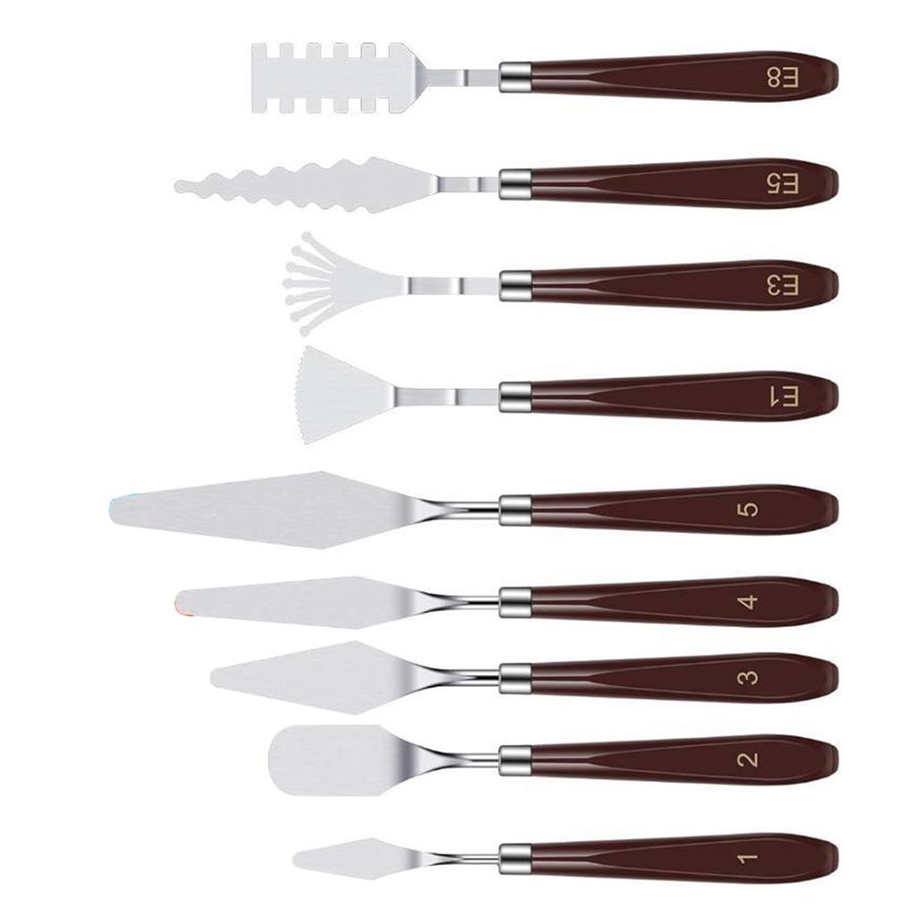 Набор из 9 мастихинов, акриловый нож для рисования, набор шпателей из нержавеющей стали для художников, акварельная живопись маслом