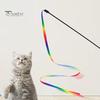 2Pcs Cat Stick Interactive Toy Double-Sided Rainbow Webbing Tease Scratch-Resistant Bite-resistant Entertaining Cat