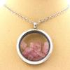 Stones and Minerals. Raw Pink Tourmaline Necklace. 25 Mm Medallion Model. Color Silver.