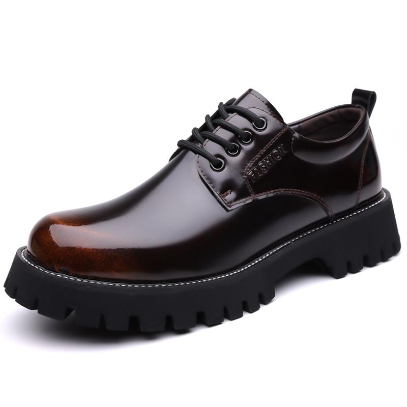 Повседневная деловая мужская кожаная обувь Минималистичные и модные стили дизайна Уличная обувь для улицы Взрослая обувь на толстой подошве Классическая черная обувь