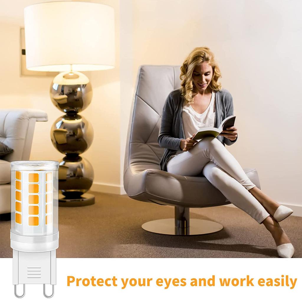 Светодиодная лампа G9, теплый белый цвет 2700 К, лампочка G9 360 люмен, без мерцания, без регулировки яркости, энергосберегающая маленькая лампочка G9