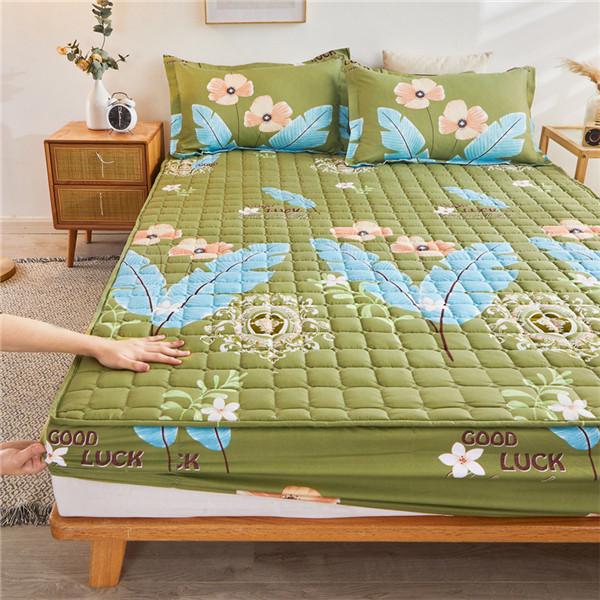 Quilted Mattress Cover Printing Non-slip Fitted Bed Sheet Dust Protection Cover Thicken Bedding Sheet Bedcloth No Pillowcases