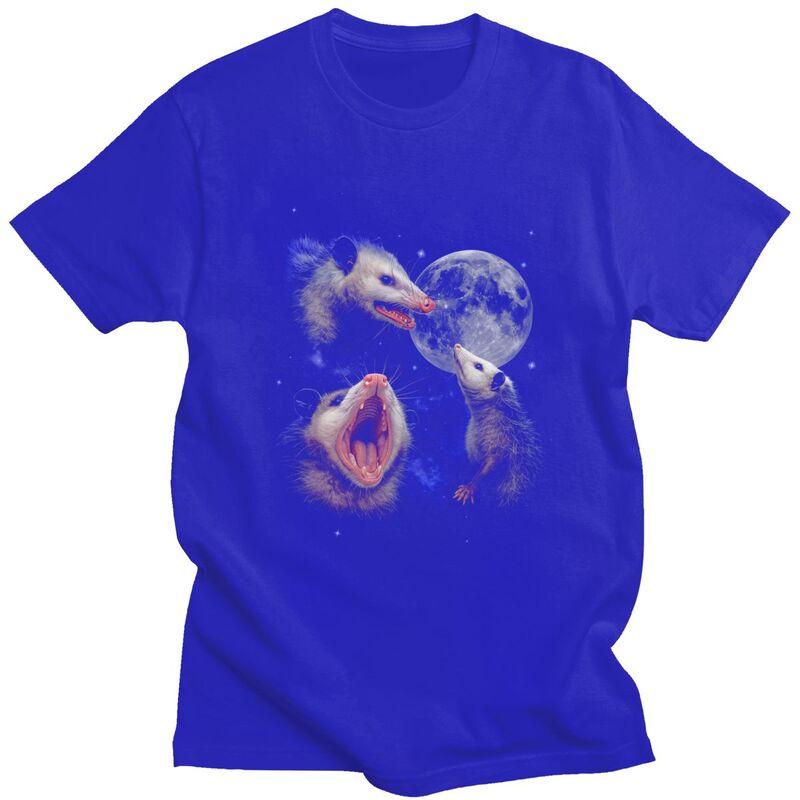 Mens Funny Opossum Howling At Full Moon T Shirts Round Neck Short Sleeve 100 Cotton TShirt Casual Streetwear Clothes