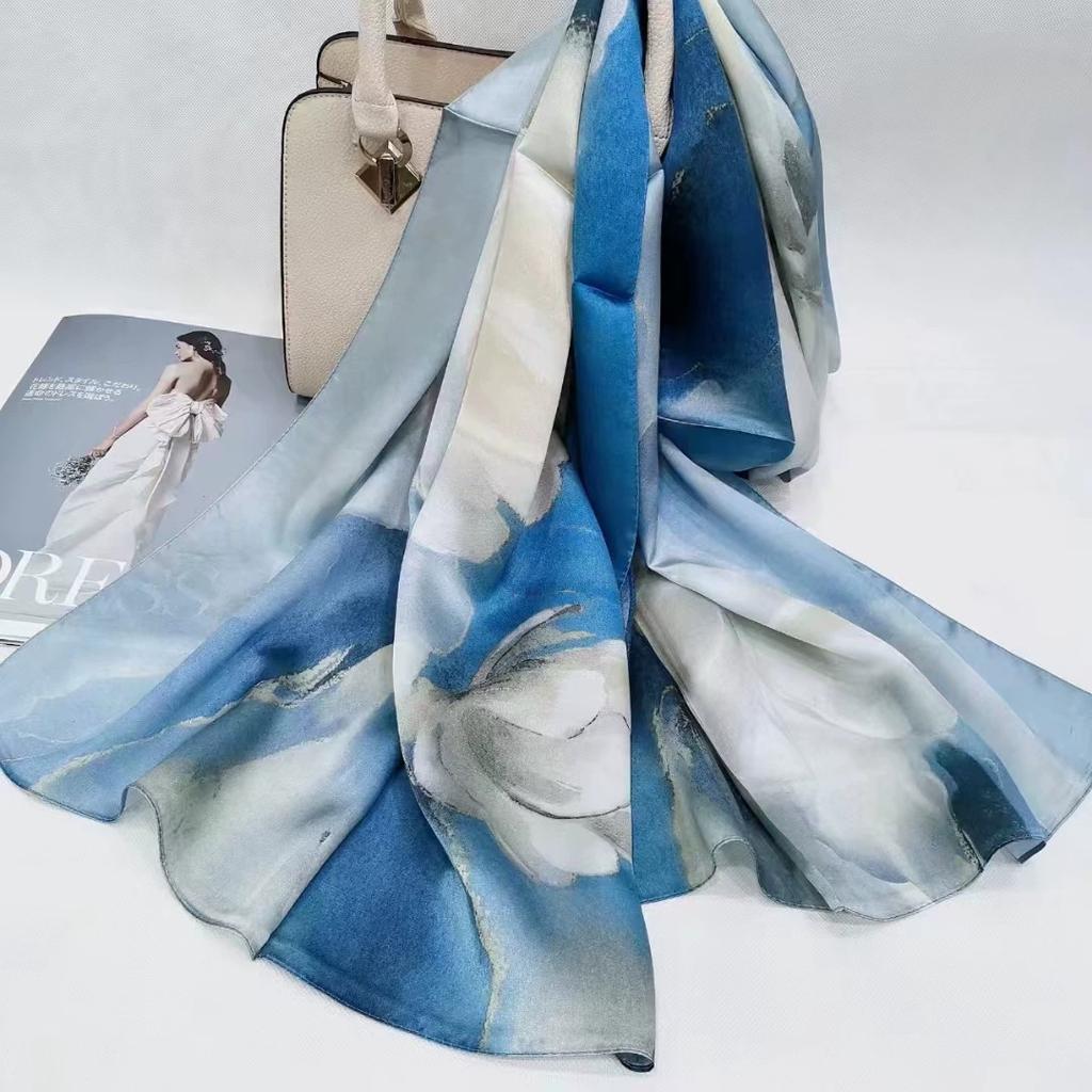 Высокое качество 100% шелковый шарф шаль хиджаб обертывание женский цветочный весна лето пляж шелковые шарфы