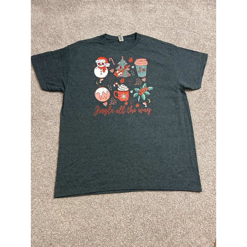 VTG T-Shirt Unisex Large Charcoal Excellent Jingle All The Way Holiday Retro Unisex T-Shirt