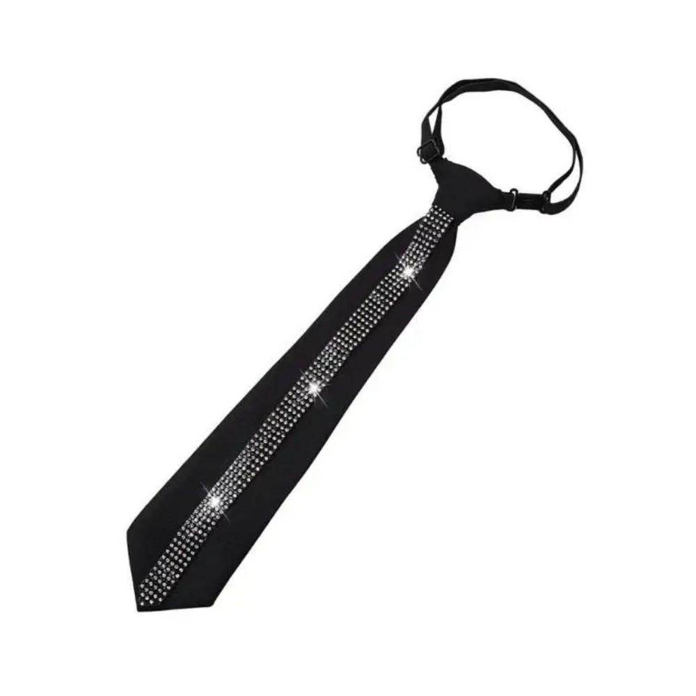 Glitter Business Adjustable Neck Tie Black Pre Tied Neck Tie Uniform Shirt