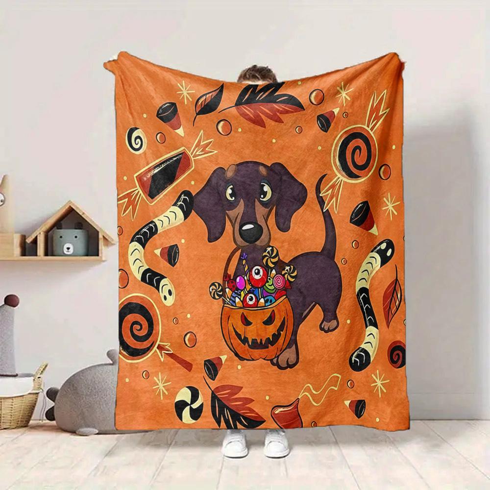 1pc Halloween Treats Lightweight Flannel Blanket, Comfortable and Warm Blanket, for Office and Camping Sofa Bed, Livingroom168