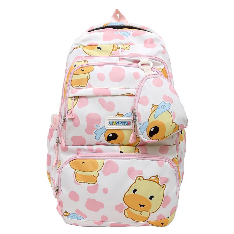 Мультяшный студенческий школьный рюкзак большой вместимости, легкий, женский рюкзак с кошельком для монет