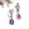 Великолепный февральский камень, натуральный аметист, комплект из серег и колец из серебра 925 пробы, легкие роскошные женские украшения