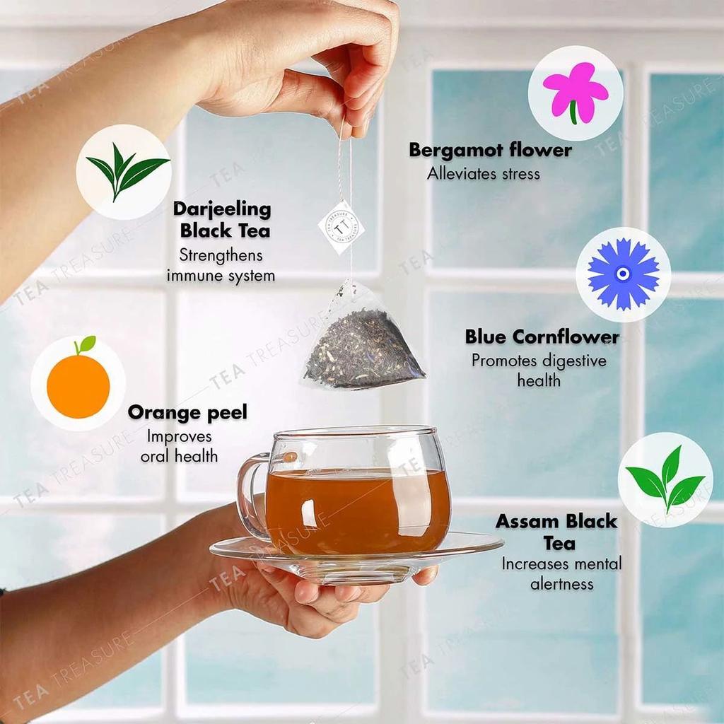 Earl Gray Black Tea (18 Pack, 2 G), Earl Gray Black Tea, Tea Treasure