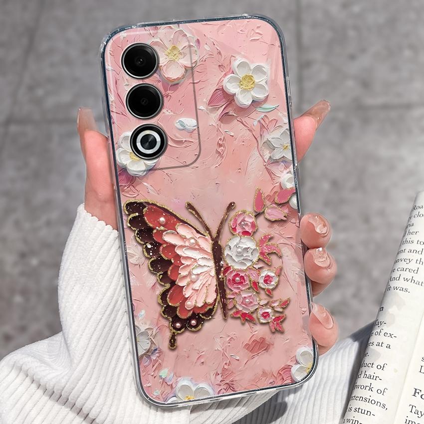 Роскошный противоударный чехол для телефона Oppo A3 A5 A1 Pro A3x AX5 AX5s A7 A8 Ace2 с милыми цветочными узорами, прозрачная защита из ТПУ, задняя крышка для корпуса Oppo