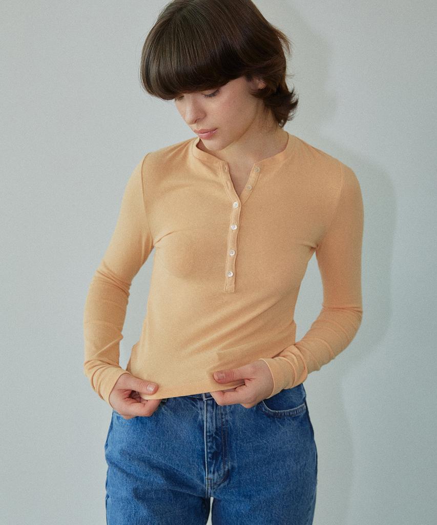 WOVEMENT Базовая футболка-henley Абрикосовая Wbdftp004Or