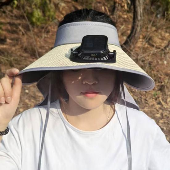 Уличная шляпа с козырьком и встроенным вентилятором, широкополая пустая верхняя охлаждающая шляпа с солнечной батареей и USB-зарядным вентилятором для путешествий на пляже