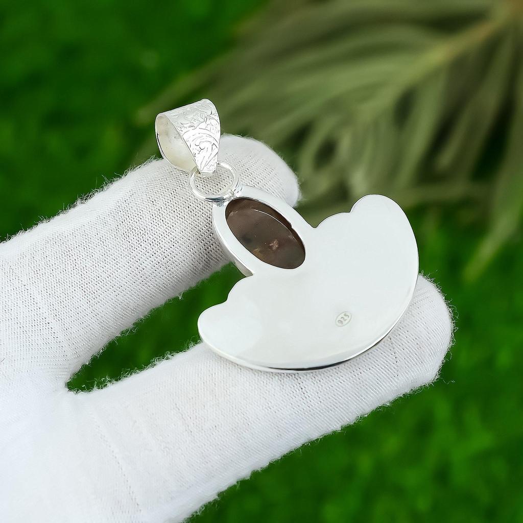 925 Silver Elestial Quartz Gemstone Bezel Wedding Engagement Anniversary Pendant