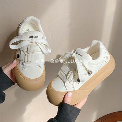 Платформенные белые женские туфли новая осень женская обувь нишевая универсальная кампус повседневная обувь-хлебушки