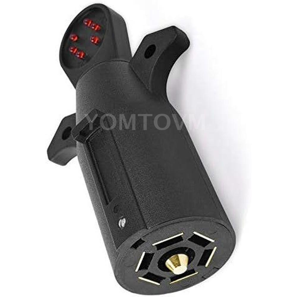 US RV Camper 7 Pin Connector Tester Trailer Truck 12V Black Turn Brake Light Circuit Signal Tester RV Plug Car Accessories