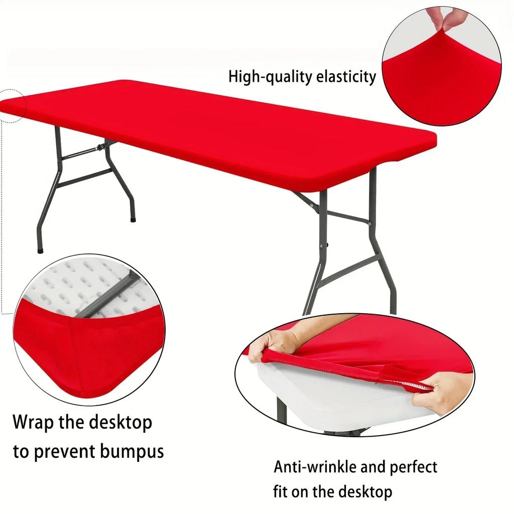 Polyester Rectangular Elastic Universal Tablecloth Protective Cover For Home Parties, Banquets, Picnics, Wedding Decorations