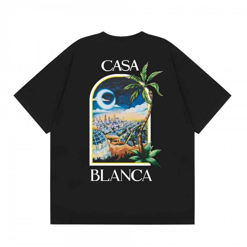 Casablanca Streetwear T-Shirt Men Women Loose Fit Short Sleeve Casual Tee High Street Style